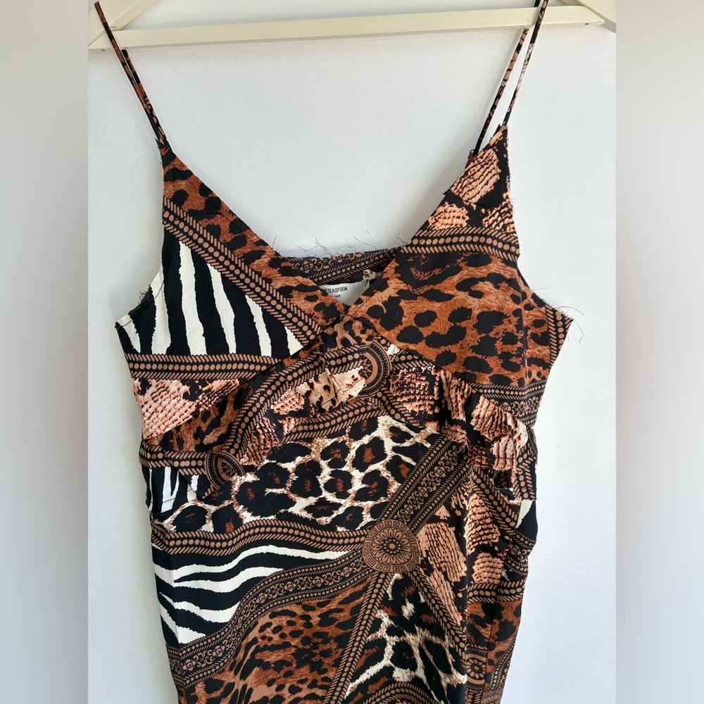 ONETEASPOON Animal Print Slip Dress XS NWT Maxi Side Slit - Picture 4 of 9